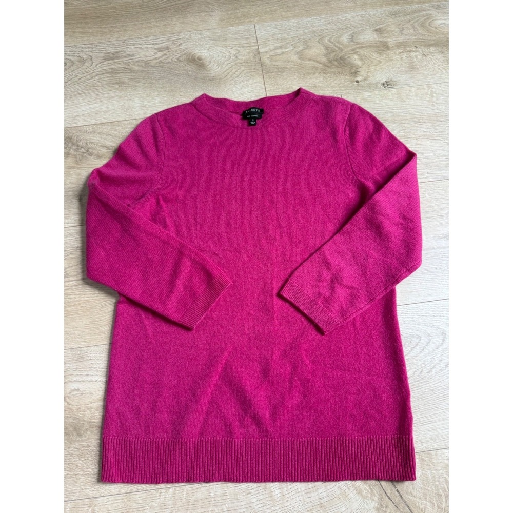 EUC Womens Talbots pink 100% pure cashmere 3/4 sleeve sweater size S
